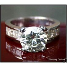 5.20 Ct Moissanite Round & Princess Engagement Ring