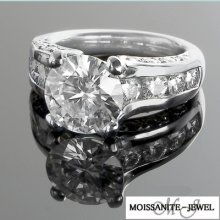 5.55 Ct Round Moissanite Engagement Pave Setting Ring In Silver Platinum Plated