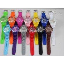500pcs/lot No Logo Luxury Silicone Jelly Watch With Calendar Men Wom