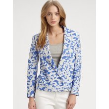 $525 Dvf Blue Zaid Ikat Jacket Blazer Size 4 Periwinkle Chalk Multi