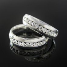 5mm Crystal Couple Rings Stainless Steel Silver/gold Plated Lovers Ring