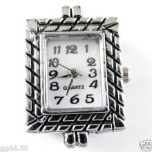 5p Arrive Fashionable Quartz Silver Tone Square Watch Faces For Beading W12