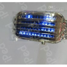 5pcs Hkpost Fashion Led Stainless Steel Metal Barcode Watch Wrist Sp