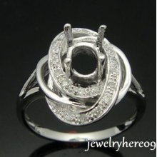 5x6mm Oval Solid 14k White Gold Natural Diamond Engagement Semi Mount Ring