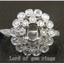 5x7mm Oval Cut 14k White Gold 1.04ct Diamonds Engagement Wedding Semi Mount Ring