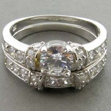 6+g Lovely White Cz 925 Sterling Silver Wedding Ring
