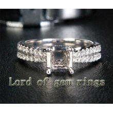 6mm Princess Cut 14k White Gold H/si Diamonds Engagement Wedding Semi Mount Ring