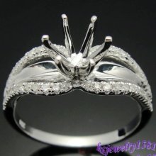 6mm Round Solid 14k White Gold Semi Mount Natural Diamond Ring Setting