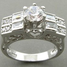 7+gms Sparkling White Cz Solid Silver Ladies Ring Sz9 F
