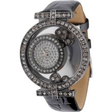 71063 Crystal Luxury Ladies Women Watches Double Dial High Quality Leather Band