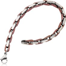 7mm Stainless Steel and Rose Plated Anchor Link Bracelet - 7.5 Inch