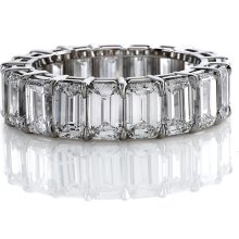 8.00 Ct. Emerald Cut Diamond Eternity Ring I-J, VS2 Shared Prong