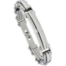 8.75 In. Stainless Steel Men's Id Style Bar Bracelet Bss156