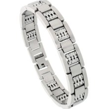 8 In. Stainless Steel Satin Finish Men's Bar Bracelet Bss144