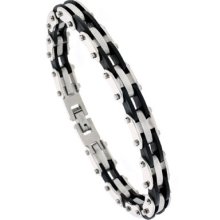 8 In. Stainless Steel & Rubber Bracelet Bss81