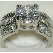 8mm 2ct Brilliant Round Cut Cz Sterling Silver 925 Thick Band Cocktail Ring Sz 8
