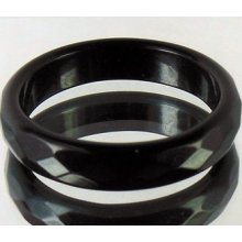 9.60 Cts Natural Black Agate Gemstone Faceted Band Ring Size 10.25