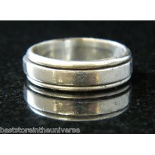 925 Sterling Silver Big Simple Spinner Spinning Band Ring Size 14.75