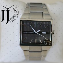 A|x Armani Exchange Mens Silver Steel Ip Black Dial Analog Ax2003