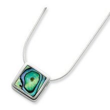 Abalone Pendant Necklace In 925 Sterling Silver 16 Inch