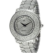 Adee Kaye Gents Rhodium Plated 739 Crystals On The Bezel Dial And Bracelet