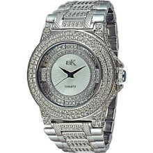 Adee Kaye Gents Rhodium Plated 562 Crystals On The Bezel Dial And Bracelet