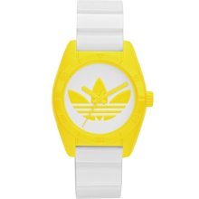adidas Originals 'Santiago' Rubber Strap Watch, 32mm White/ Yellow