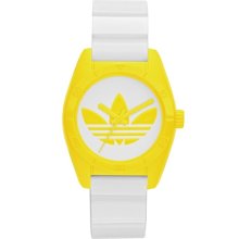 adidas Originals 'Santiago' Rubber Strap Watch, 32mm White/ Yellow