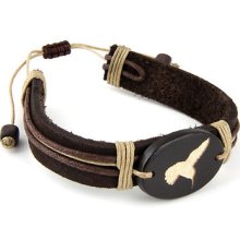 Adjustable Trendy Celebrity Genuine Leather Bracelet.- Humming Bird