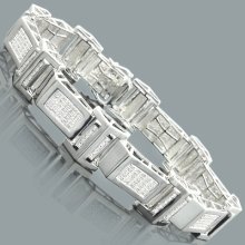 Affordable Mens Diamond Bracelet in Sterling Silver 0.60ct