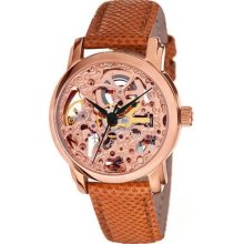 Akribos Xxiv Women's Akr431rg Rose Gold Skeleton Automatic Watch