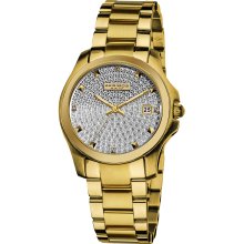 Akribos XXIV Women's Stainless Steel Crystal Pave Bracelet Watch (Gold-tone)