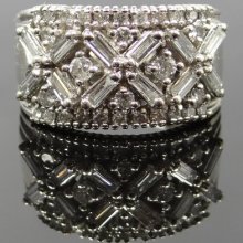 Amazing Wide X Design Diamond Cocktail Ring Flat Band - RGDI292P
