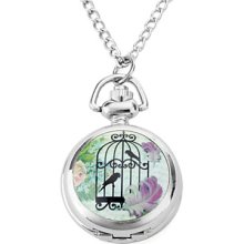 Analog Women's Alloy Quartz Necklace Watches with Bird (Silver)
