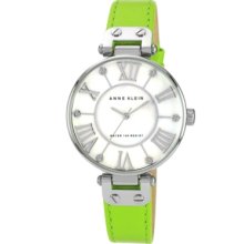 Anne Klein Watch, Womens Lime Green Lambskin Leather Strap 34mm 10-991
