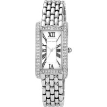 Anne Klein Women'S 1077Mpsv Swarovski Crystal Accented Rectangle Watch