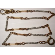 Antique Pocket Watch Chain Gold Filled Two Tone Fancy