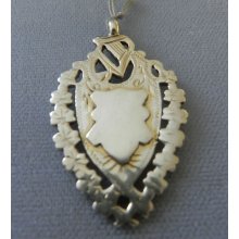 Antique Sterling Silver Irish Harp Shamrock Watch Awards Medal 1907