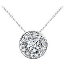 Antique Style White Gold Diamond Pendant Necklace