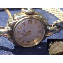 Antique Vintage Art Deco German Laco Gold Filled Ladies Wristwatch Watch Works