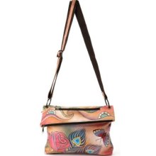 Anuschka Hand Painted Leather Asymmetrical Flap Cross Body Bag