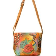 Anuschka Hand Painted Leather Shoulder Bag RSF - ROSE SAFARI