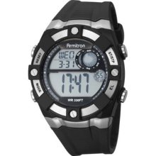 Armitron Mens 408172blk Sport Chronograph Black Strap Digital Display Watch