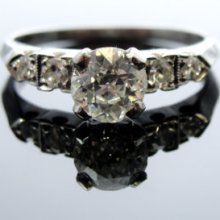 Art Deco Platinum Engagement Ring with Old Mine Cut Diamond RGDI155D