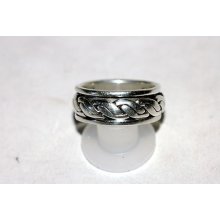 Articulated Ladies Woven Rope Wedding Band Sterling Silver Size 7