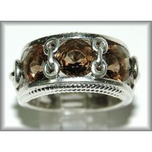 Atelier Anthony Nak Triple Smoky Quartz In Sterling Silver Ring