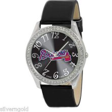 Atlanta Braves Watch-ladies-glitz-game Time-mlb-gli-atl-black Patent Leather