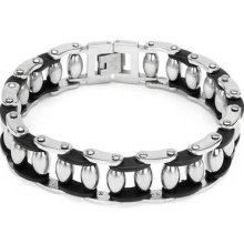 Attractive Gentlemens Bracelet In Black Resin And Stainless Steel