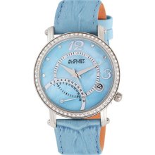 August Steiner As8013bu Blue Classic Mother Of Pearl Strap Womens Watch