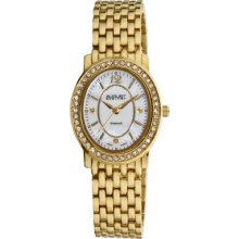 August Steiner Watches Women's White Mother of Pearl Dial Gold tone Ba